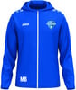 Blaue Kapuzenjacke mit Logo und Initialen MB.