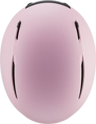 Ein rosafarbener Helm mit mehreren Lüftungsschlitzen und schwarzer Umrandung. Ein rosafarbener Helm mit mehreren Lüftungsschlitzen und schwarzer Umrandung.