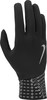 Schwarze Nike-Handschuhe mit Logo und Muster am Handgelenk.