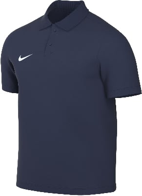 Ein dunkelblaues Nike Poloshirt mit kurzen Ärmeln und weißem Logo. Ein dunkelblaues Nike Poloshirt mit kurzen Ärmeln und weißem Logo.