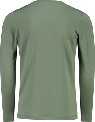 Grünes Langarmshirt, von hinten gezeigt.