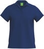 Dunkelblaues Damen-Poloshirt mit kurzen Ärmeln und Erima-Logo.
