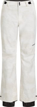 Damen-Skihose in Weiß mit zartem Muster und schwarzen Details.