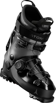 Schwarzer Atomic Nexus 110 Skischuh mit BOA-System und MIMIC-Technologie. Schwarzer Atomic Nexus 110 Skischuh mit BOA-System und MIMIC-Technologie.