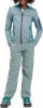 Mädchen in blau-grauer Reißverschlussjacke und grauer Hose mit abnehmbaren Beinen.