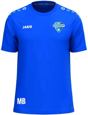 Blaues T-Shirt mit TSV Ottensheim Logo und Initialen MB.