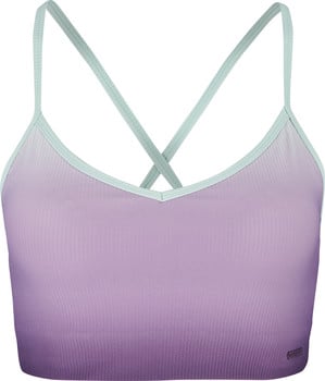 Fialový crop top s jemným ombre efektom a svetlozelenými lemami.
