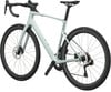 Modernes hellgrünes Scott Rennrad mit Scheibenbremsen.
