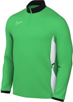 Grünes Nike Fußballtrikot mit weißem Logo und schwarzem Kragen.