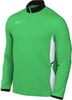 Grünes Nike Fußballtrikot mit weißem Logo und schwarzem Kragen.