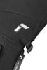 Detail einer schwarzen Handschuhe mit reflektierendem Logo und R-TEX Logo.