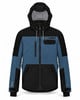 Blaue Herren-Winterjacke mit schwarzen Elementen und Kapuze.