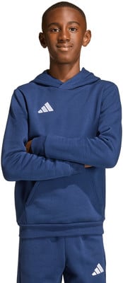 Junge im dunkelblauen Kapuzenpullover mit Adidas-Logo, Arme über der Brust verschränkt. Junge im dunkelblauen Kapuzenpullover mit Adidas-Logo, Arme über der Brust verschränkt.
