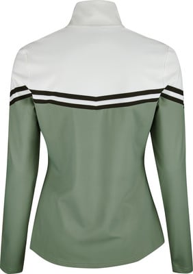 Grüne Damenjacke mit weißem Oberteil und Streifen. Grüne Damenjacke mit weißem Oberteil und Streifen.