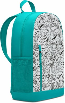Turquoise batoh s bílým potiskem vesmírných motivů a smajlíků. Turquoise batoh s bílým potiskem vesmírných motivů a smajlíků.