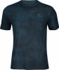 Herren-T-Shirt mit kurzen Ärmeln und dunklem Muster.