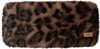 Brauner Schal mit Leopardenmuster und einem Barts Lederetikett.