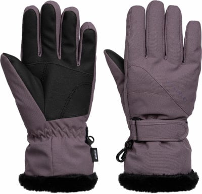 Damen-Skihandschuhe von McKinley in Grau mit schwarzer Handfläche und Fellbesatz.