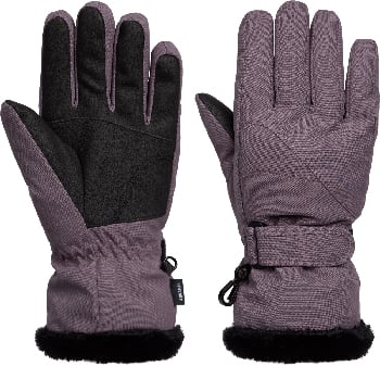 Damen-Skihandschuhe von McKinley in Grau mit schwarzer Handfläche und Fellbesatz.