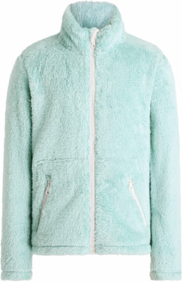 Hellgrüne Plüschjacke mit Reißverschluss und zwei Taschen. Hellgrüne Plüschjacke mit Reißverschluss und zwei Taschen.