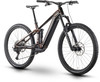 Braunes Fullsuspension-E-Bike mit schwarzen Details und breiten Reifen.