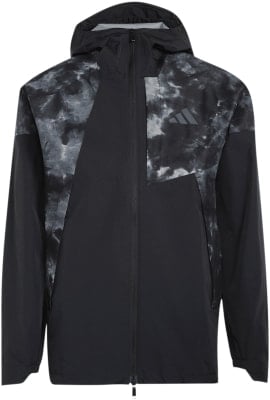Schwarze Kapuzenjacke mit Tie-Dye-Muster auf Schultern und Brust. Schwarze Kapuzenjacke mit Tie-Dye-Muster auf Schultern und Brust.
