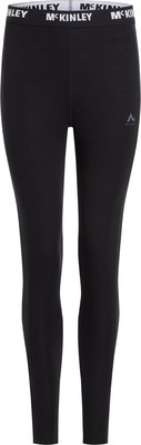 Schwarze Damen-Leggings mit McKinley-Logo auf Bund und Oberschenkel. Schwarze Damen-Leggings mit McKinley-Logo auf Bund und Oberschenkel.