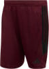 Herren-Shorts von Adidas in Weinrot mit schwarzen Streifen und Logo.
