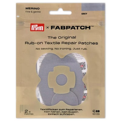 Packung mit Textilreparaturflicken, grau, 2 Stück. Packung mit Textilreparaturflicken, grau, 2 Stück.