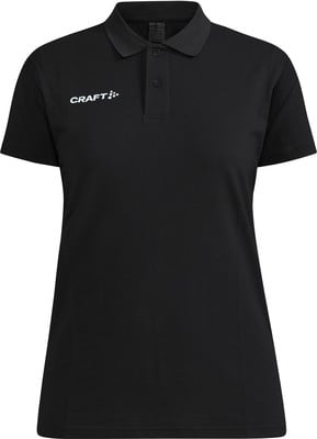 Schwarzes CRAFT Poloshirt mit kurzen Ärmeln und Logo auf der Brust. Schwarzes CRAFT Poloshirt mit kurzen Ärmeln und Logo auf der Brust.