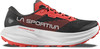 Schwarzer La Sportiva Prodigio Max Laufschuh mit roten Akzenten und weißer Sohle.