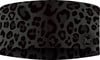 Schwarzes Stirnband mit grauem Leopardenmuster und Buff-Logo.