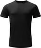Schwarzes Herren-T-Shirt mit kurzen Ärmeln und Rundhalsausschnitt.