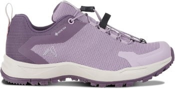 Lila Wanderschuh mit Schnellverschluss und GORE-TEX-Membran.