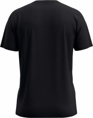 Schwarzes kurzärmeliges T-Shirt von hinten gezeigt. Schwarzes kurzärmeliges T-Shirt von hinten gezeigt.