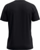 Schwarzes kurzärmeliges T-Shirt von hinten gezeigt.