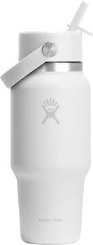Biela fľaša Hydro Flask s rúčkou a slamkou.