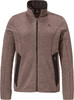 Braune Fleecejacke mit Reißverschluss und Markenlogo.
