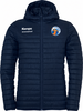Dunkelblaue Steppjacke mit Kempa und Intersport Logo und rundem Emblem.