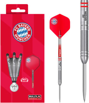 Dartpfeil-Set des FC Bayern München mit 90% Wolfram und Vereinslogo.