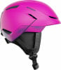 Ein pinker Atomic-Skihelm mit schwarzen Details und verstellbarem Riemen.