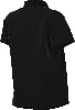Schwarzes Poloshirt mit kurzen Ärmeln, Rückansicht.