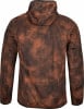 Rückseite einer Kapuzenjacke mit braun-schwarzem Muster.