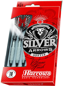 Harrows Silver Arrows Softip Dart-Set mit Chrom-Finish.