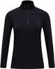 Schwarzes Damen-Langarmshirt mit halbem Reißverschluss.