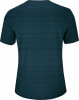 Dunkelgrünes kurzärmeliges T-Shirt mit feinem Streifenmuster.