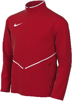 Rote Nike-Jacke mit weißem Logo und weißen Streifen an den Seiten.