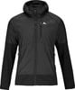 Schwarze Herrenjacke mit Kapuze und Logo, geeignet für Outdoor-Aktivitäten.