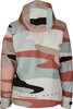 Rückansicht einer Damenjacke mit Camouflage-Muster in Pastellfarben.