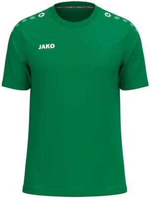 Grünes T-Shirt mit JAKO-Logo und Punkten auf den Schultern.